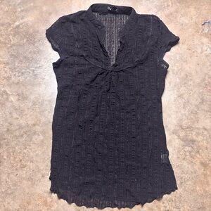 Fang Y2K Vintage Sheer Lace Dark Coquette grunge blouse Womens Large
